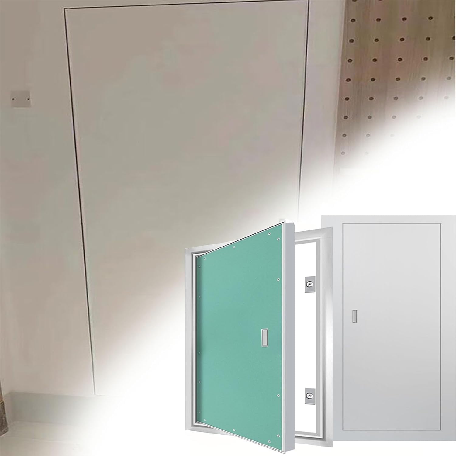 Duża aluminiowa rama gipsowe drzwi inspekcyjne, wpuszczane, ukryte z uchwytem i zamkiem, panel dostępu do płyt kartonowo-gipsowych do instalacji wodno-kanalizacyjnych elektrycznych HVAC
