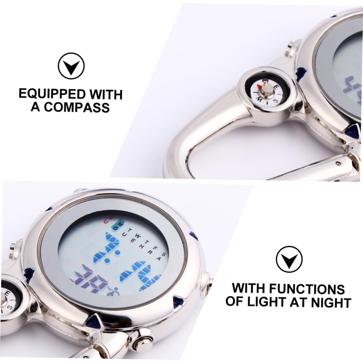 LIFKOME 2stücke Mini Carabiner Uhr Multifunktionale Edelstahl-hängeuhr Für Outdoor-aktivitäten Und Stoßfest Für Rettungsdienst Und Abenteurer Blau