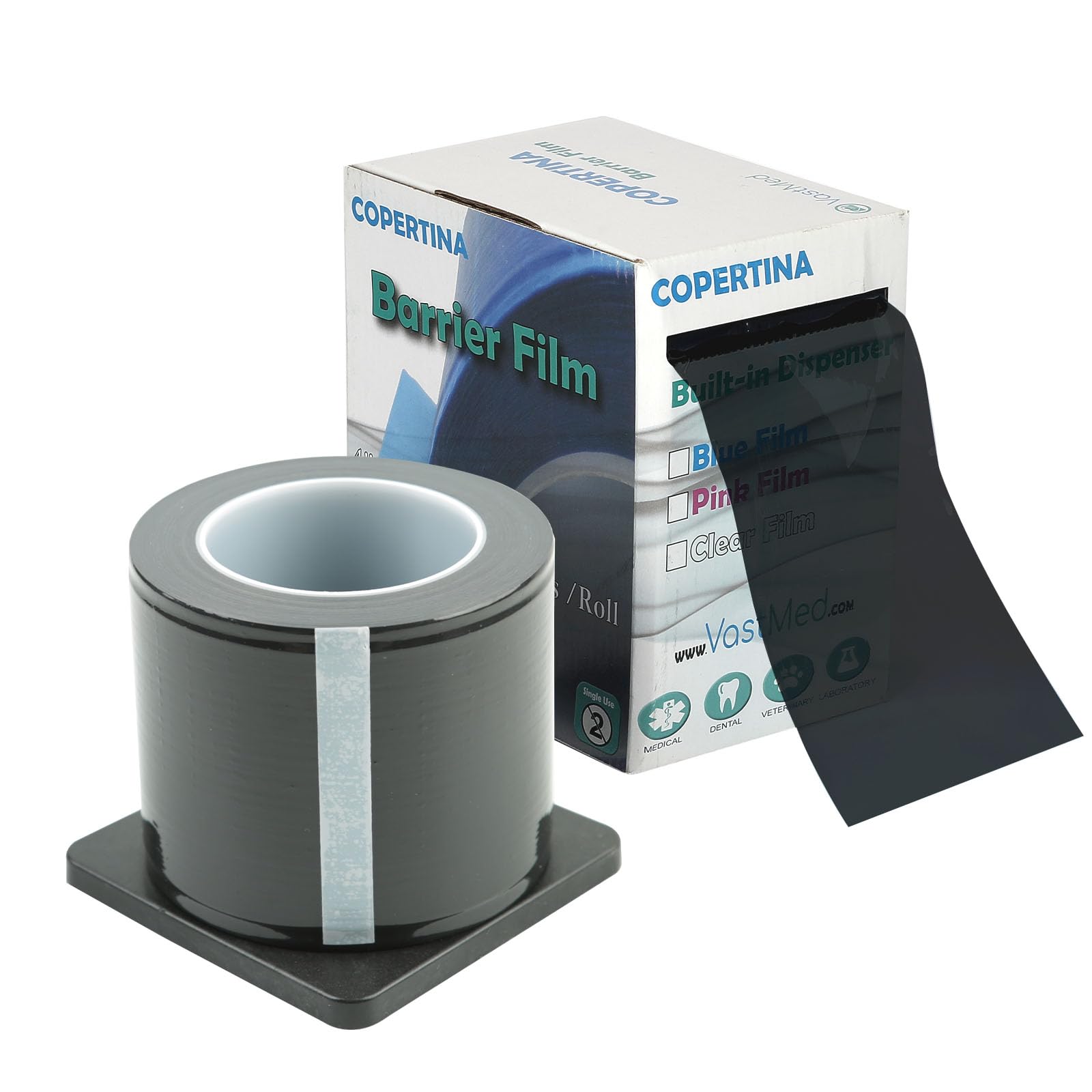 1 Roll (1200 Sheets) Dental Barrier Film 4x6 by Vastmed | Tattoo Barrier Film Roll Barrier Tape for Dental Medical Tattoo - Black