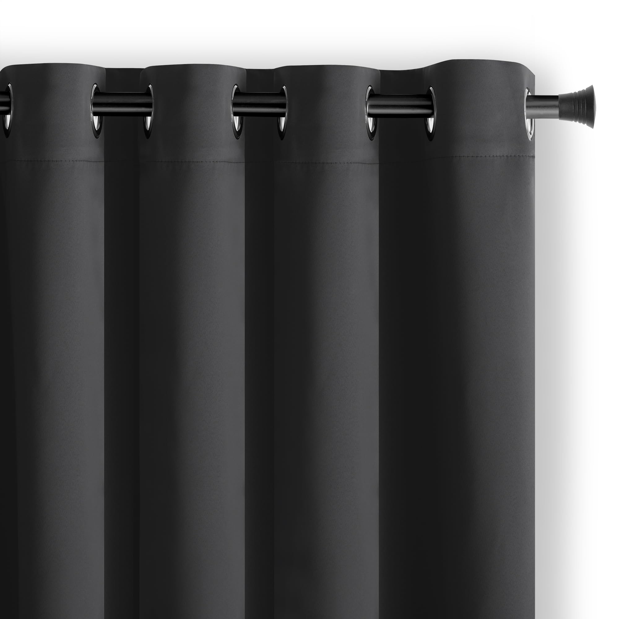 AmeliaHome Blackout Curtain 1 Piece Opaque Polyester Black Eyelets 140 x 175