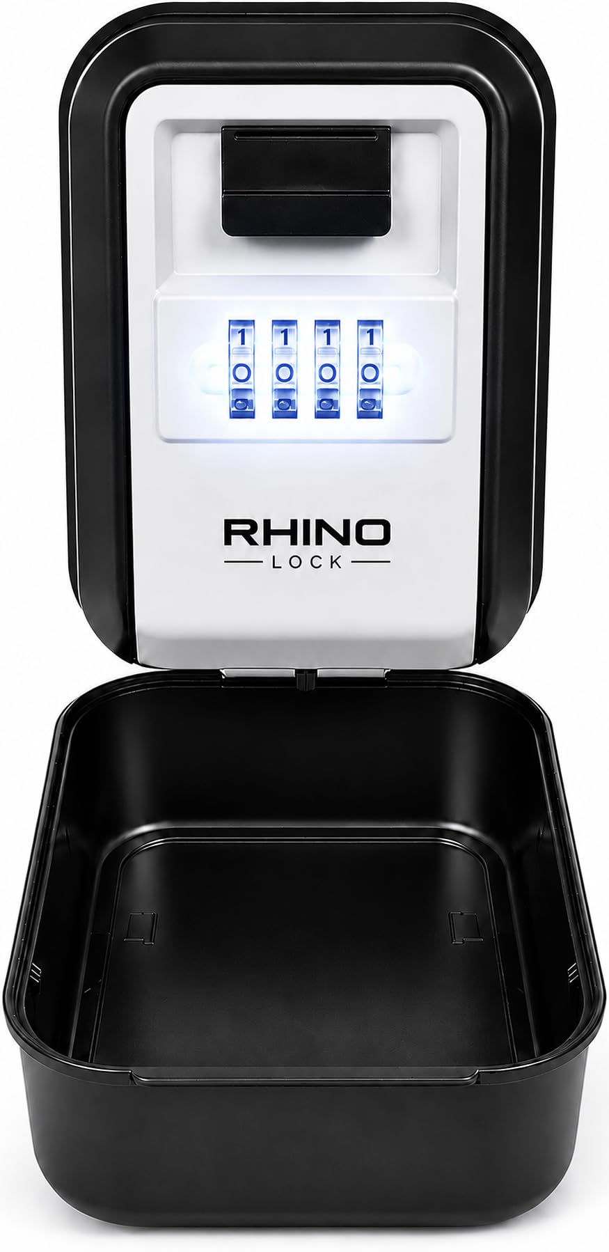 Rhino Lock Illuminated Key Safe – Backlit 4-Digit Combination, Large Storage Compartment, Weatherproof Wall-Mounted Lock Box