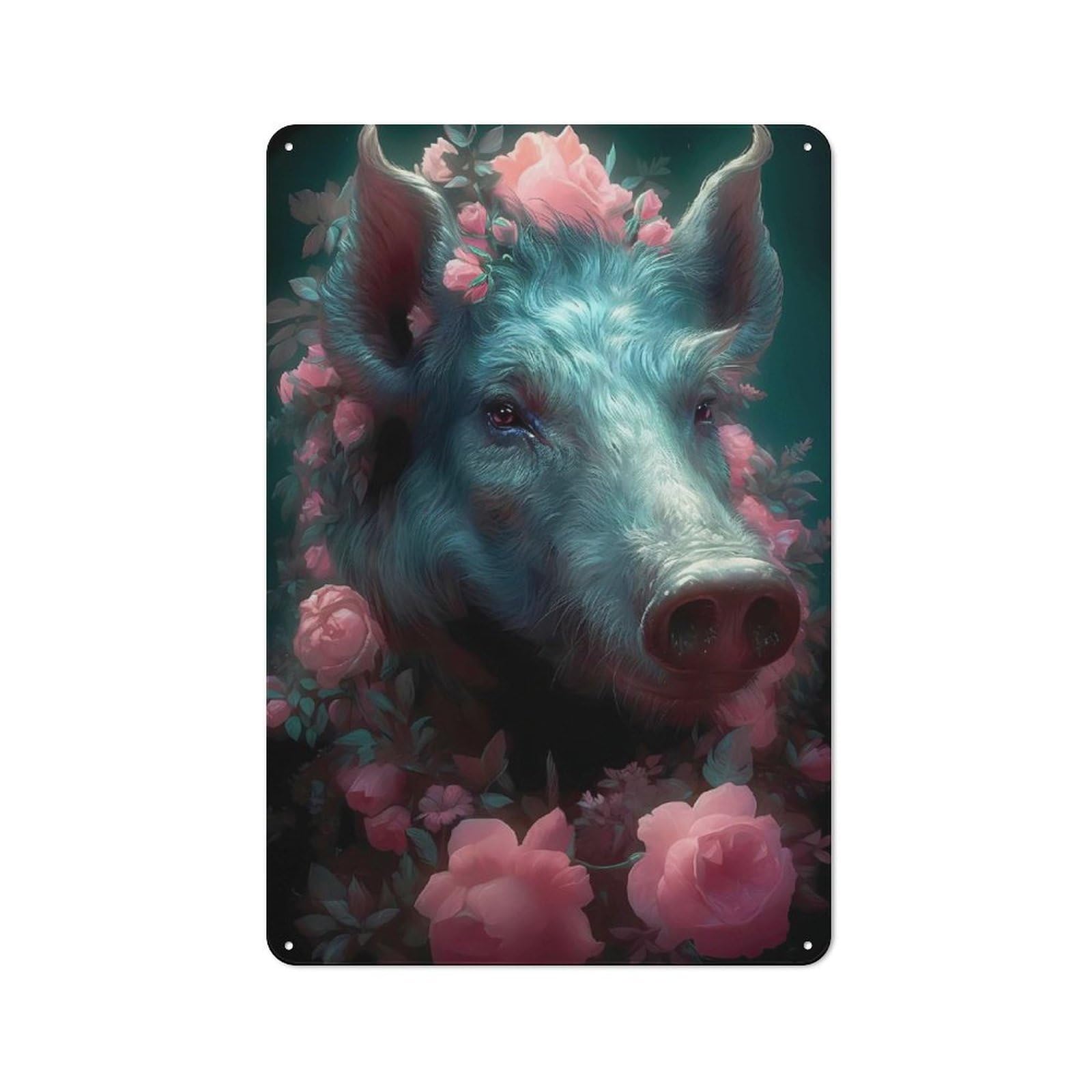 Junmoney Wild Boar Enchanted Castle Vintage Metal Plaque 30X20cm For Living Room Or Hallway, A Christmas Gift For People Styling Living Room And Hallway