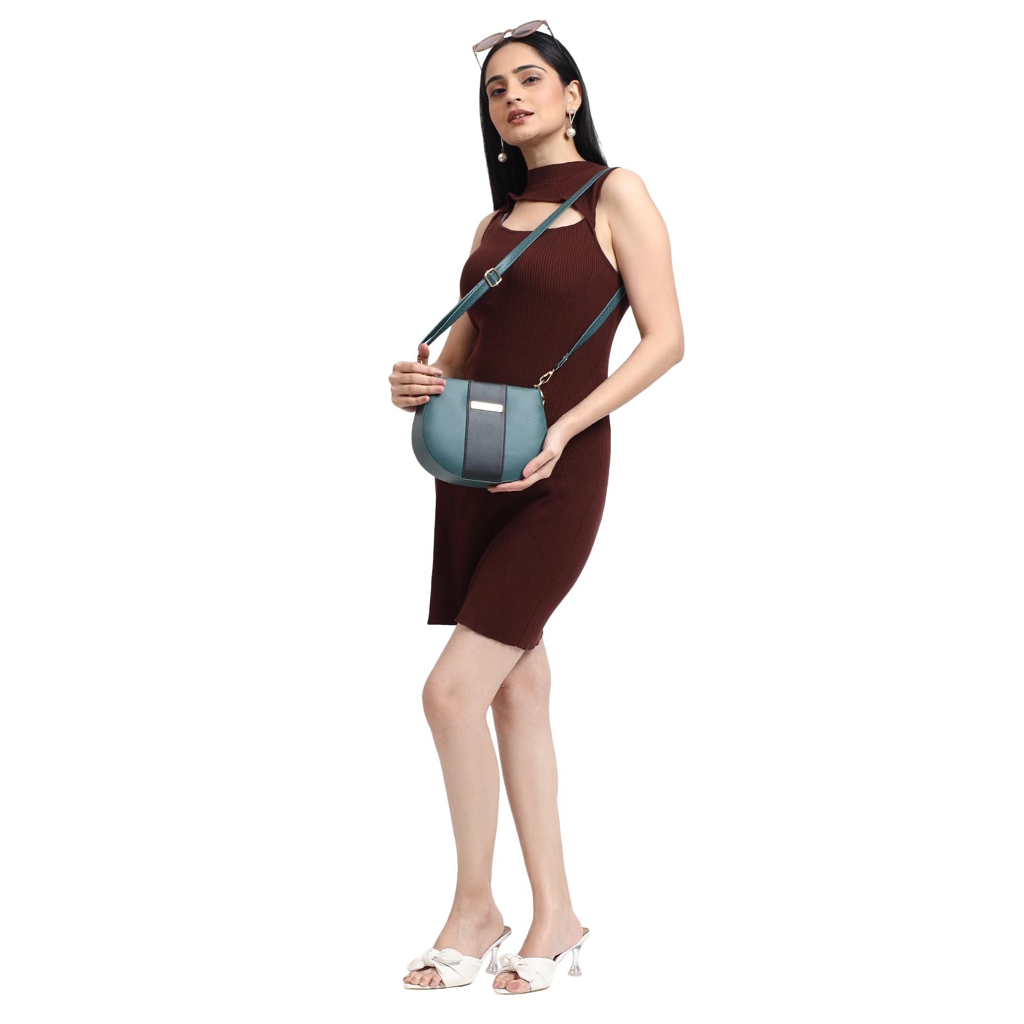 LEGAL BRIBE Women Knitcharm Handle Sling Bag (Green) 1