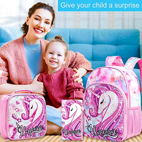 Image of 16 inch Backpack for Girls Boys 4-8, 3Pcs Kids Bookbag Set with Lunch Box, School Bag for Preschool Kindergarten