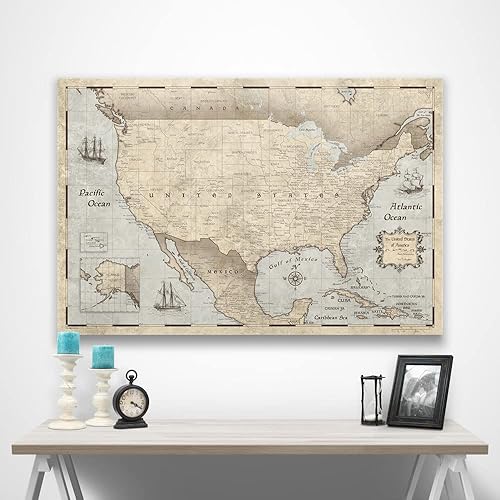 Miniatura 3 de Conquest Maps - Póster de mapa de Estados Unidos, ciudades, estados y países (43.7 x 31.9in)