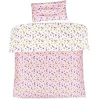 MEJU Unicorn Cute Sweet Cone Rainbow Crown 100% Cotton Duvet Cover 43\" X 59\" + Pillowcase 13\" X19\" Bedding Set with Zipper Closure for Baby Toddler Boys Girls Crib Bed Decoration Gift (Unicorn)