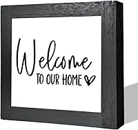 MLTEye Farmhouse Wooden Welcome Sign - Pine Wood Box for Entryway, Porch, Home Decor & Housewarming Gift (5.9x5.9in)