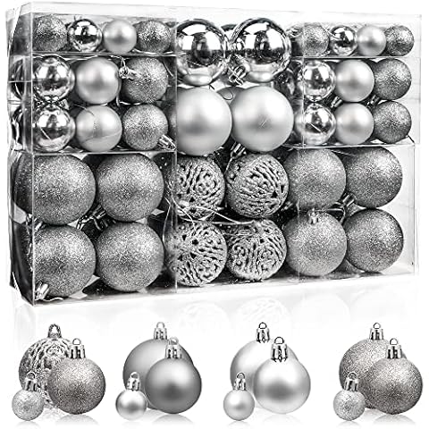 BrizLabs 100 Piezas Bolas de Navidad, Plata Cover