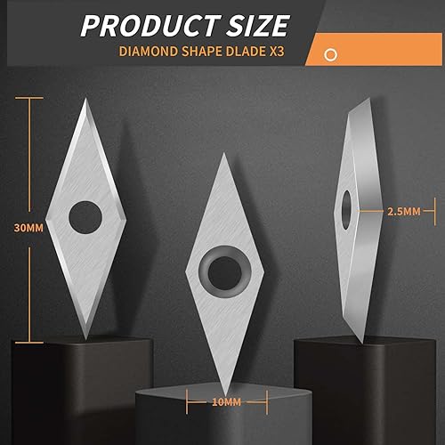 Miniatura 2 de 12 piezas de herramientas de torno de carburo para torno de madera, incluye cuadrado de 0.433 in con radio, redondo de 0.472 in y 0.350 in, diamante