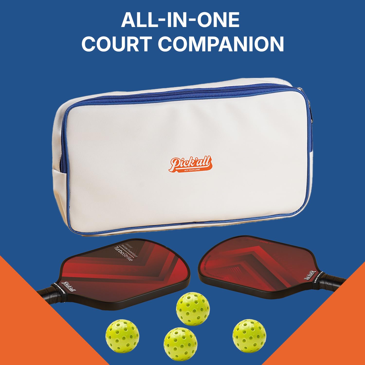 PICK’ALL Pickleball Paddle Cover Premium PU Vegan Leather with Ultimate Protection & Style, Universal Fit Pickle Ball Racket Travel Case for Standard and Elongated Models, 2 Paddle 4 Ball Capacity 3