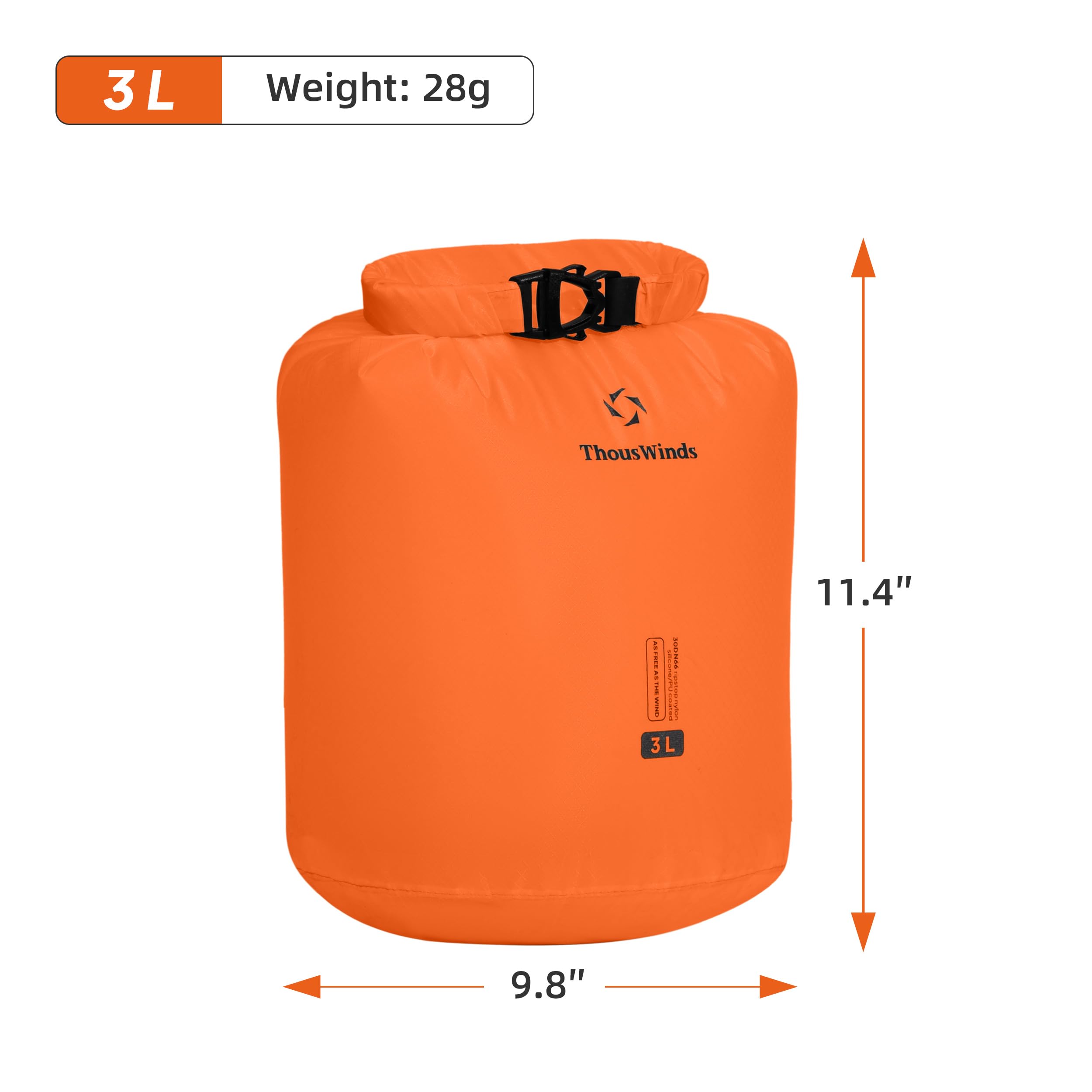 Thous Winds Ultralight Dry Bag, (3L,6L,12L,24L,36L) Waterproof Storage Sacks for Organization, Backpacking, Travel, Boating, Gear Protection — view 7