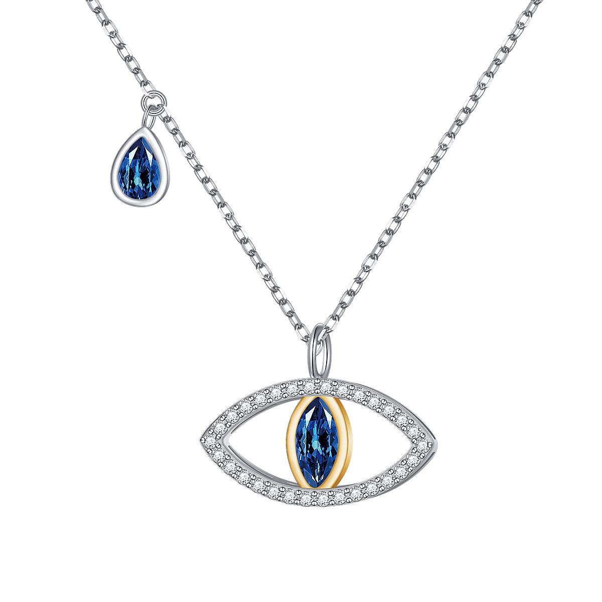 925 Sterling Silver Blue Evil Eye Pendant Necklace for Women Teen Girls Protection Jewelry