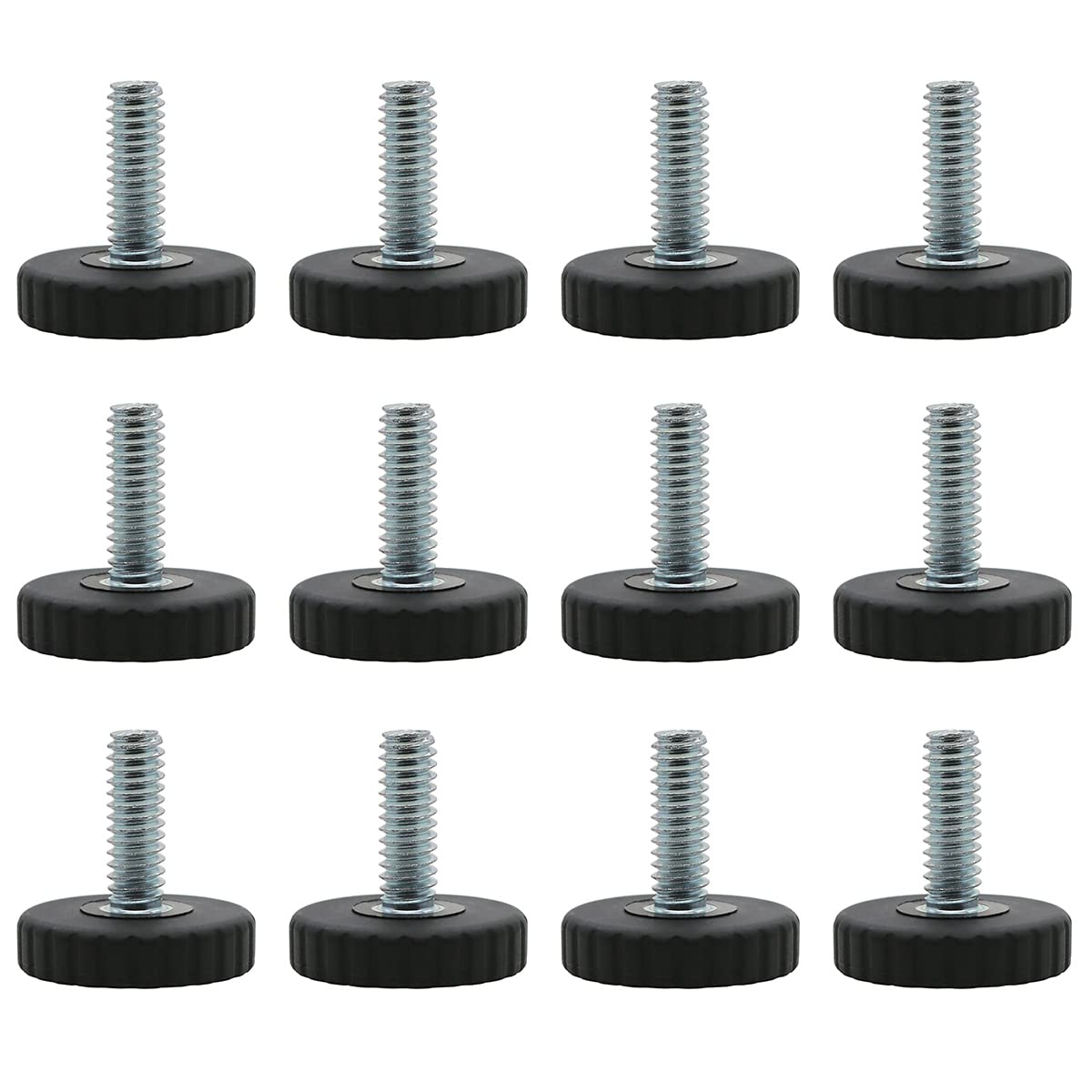 Photo 1 of 12 Pack 1/4" Threaded Table Chair Furniture Levelers, Adjustable Furniture Feet Levelers Screw in Threaded, Leveling Foot Pads Glides Screw on for Cabinet Dresser Desk Bench Stool Sofa Wood Legs