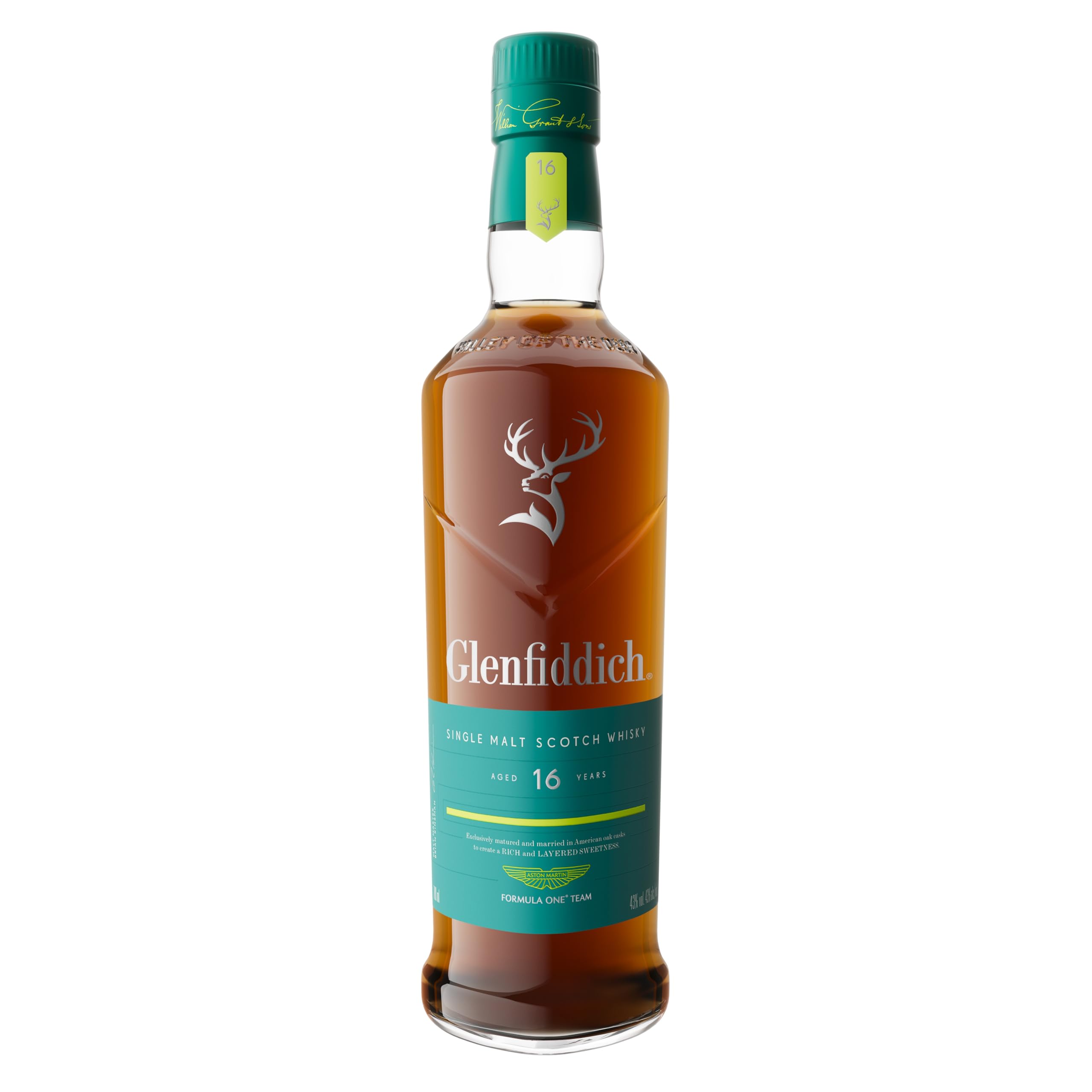 GLENFIDDICH Single Malt Scotch Whisky 16 Jahre, 70 cl – Limited Edition | Vollmundig & komplex | Gereift in amerikanischen Eichenfässern | Aston Martin F1® Partnerschaft | 43% vol