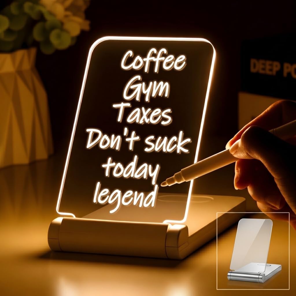 Personalized Memo Night Light Gift, Reusable Desktop Message Board
