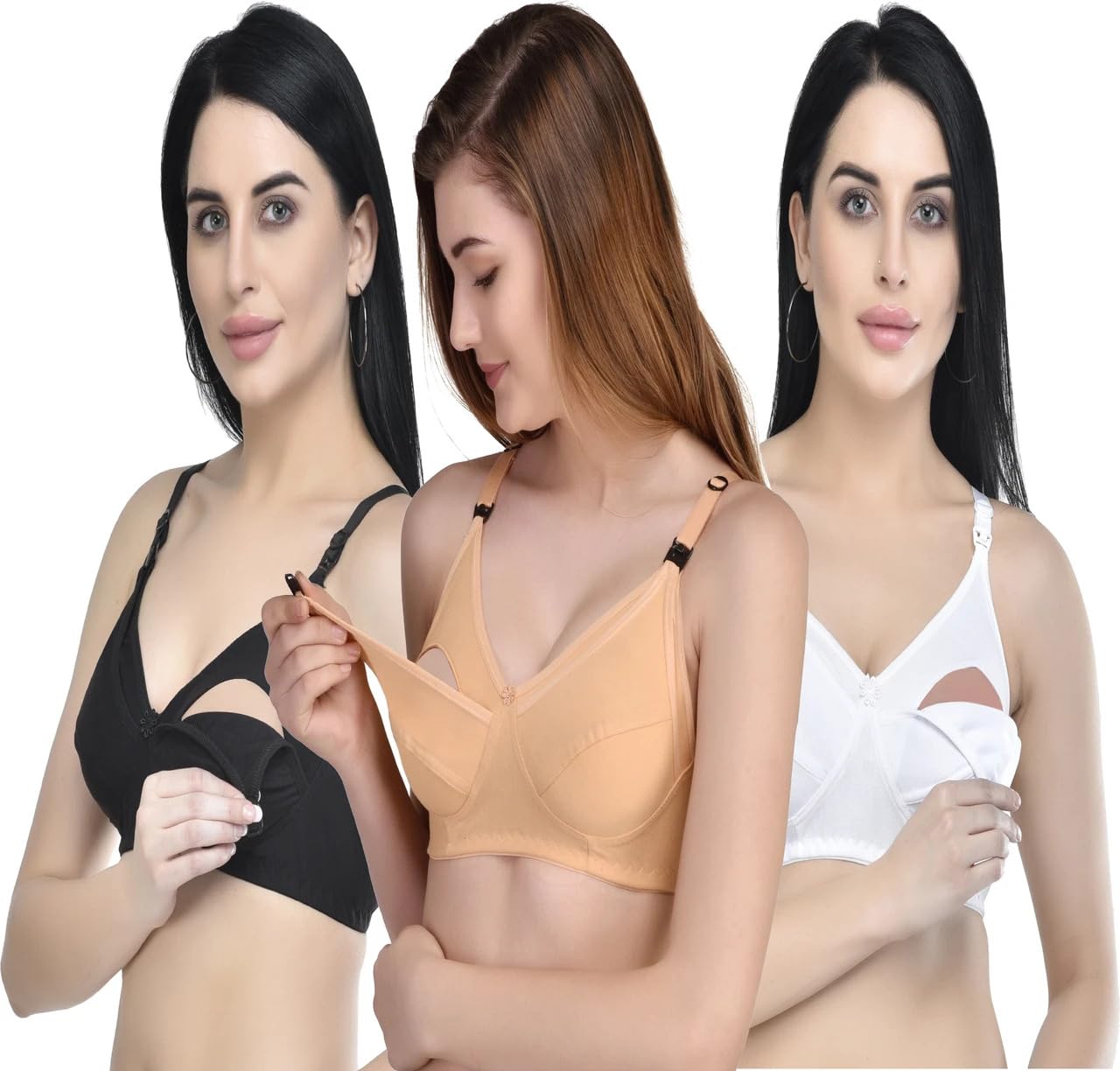 Maternity Nursing Bra with Adjustable Straps, Comfortable Support, 3 Pack Combo-image-37