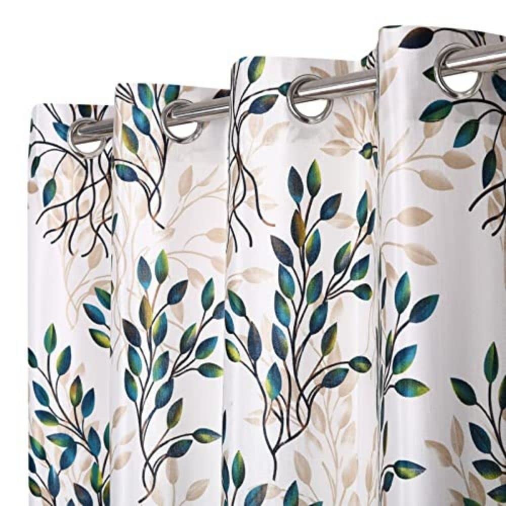 DECOROLOGY Leaf Printed Floral High Knitting Yarn Polyester Curtains | Room Darkening Premium Screens Curtains for Door | Parda for Living Room, Bedroom, Hall | Curtains 7 Feet Long Set of 2