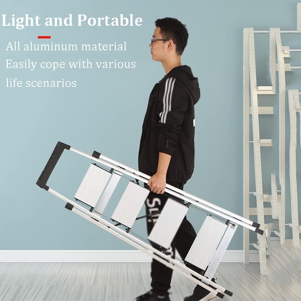 Step Ladder Aluminum Ladder with Tool Platform Folding Ladder Light Duty Step Ladders for Home and Outdoors 330lb Folding Ladder Telescopic Ladder(Size:4 Step Ladder)