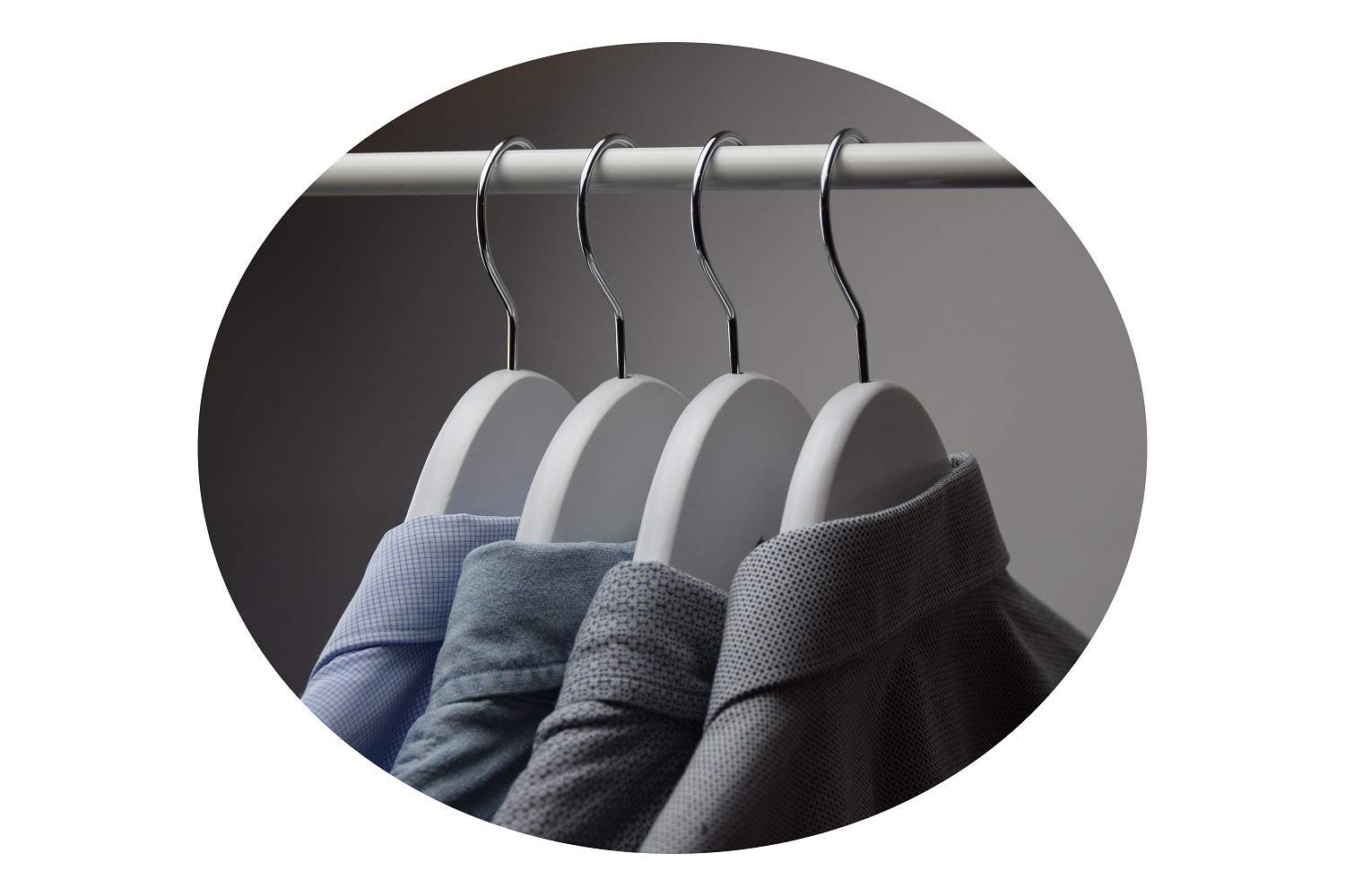 Perchas de madera blancas 100 unidades perchas de madera con barra para pantalones 44,5 cm | gancho giratorio 360° | perchas para chaquetas | perchas para camisas | perchas para pantalones