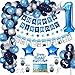 1. Geburtstag Dekorationen Junge, Ersten Geburtstag Girlande Foto Banner,Happy Birthday Girlande Ballons Banner, Luftballons Blau,Deko 1 Geburtstag,Geburtstagsdeko Jungen,Babyparty Deko
