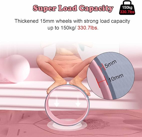 Chirp Wheel Yoga Back Wheel Pink Purple Yoga Wheel for Back Pain, Indoor Home Back Roller Wheel for Fitness Stretching Training, Massage Wheel for Back Pain Relief for Gym Dancing Yoga Studio ( Color
