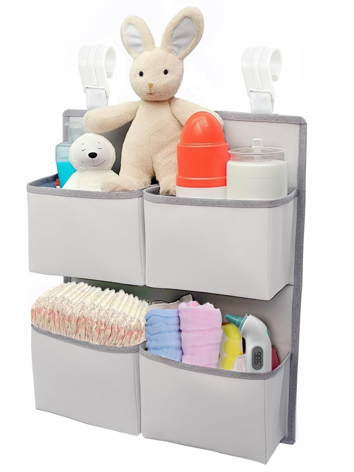 KIKJOK Hanging Diaper Organizer for Crib Playard Bassinet H19 x L15 Hold 80 Diapers - Changing Table Diaper