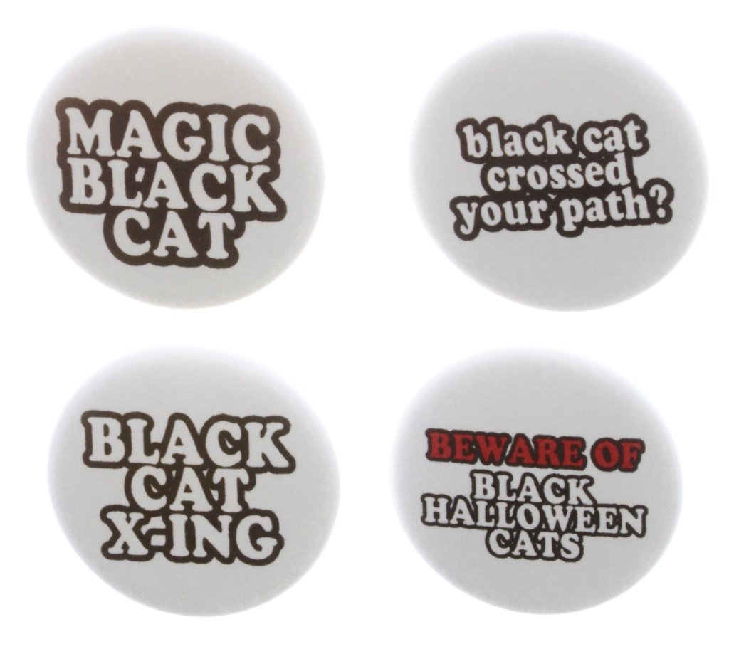 Set 4 Black Cat Themed 1.25" Pinback Buttons Pins ...