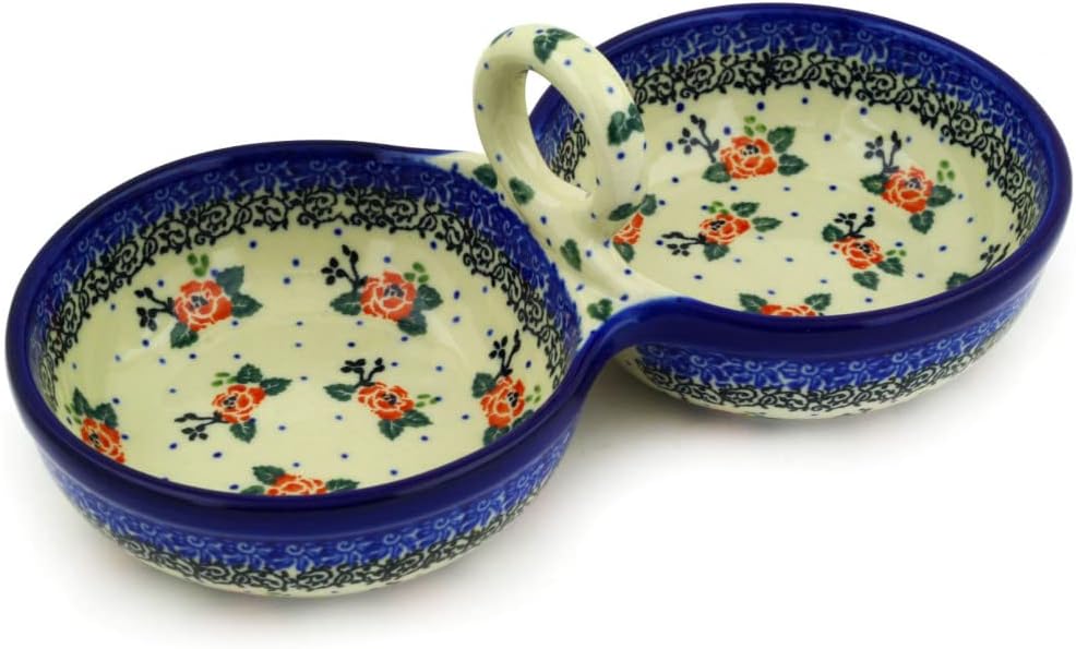 Polmedia Polish Pottery Condiment Dish - Pasadena Delight Pattern Handmade in Boleslawiec Poland by Ceramika Artystyczna + Certificate of Authenticity