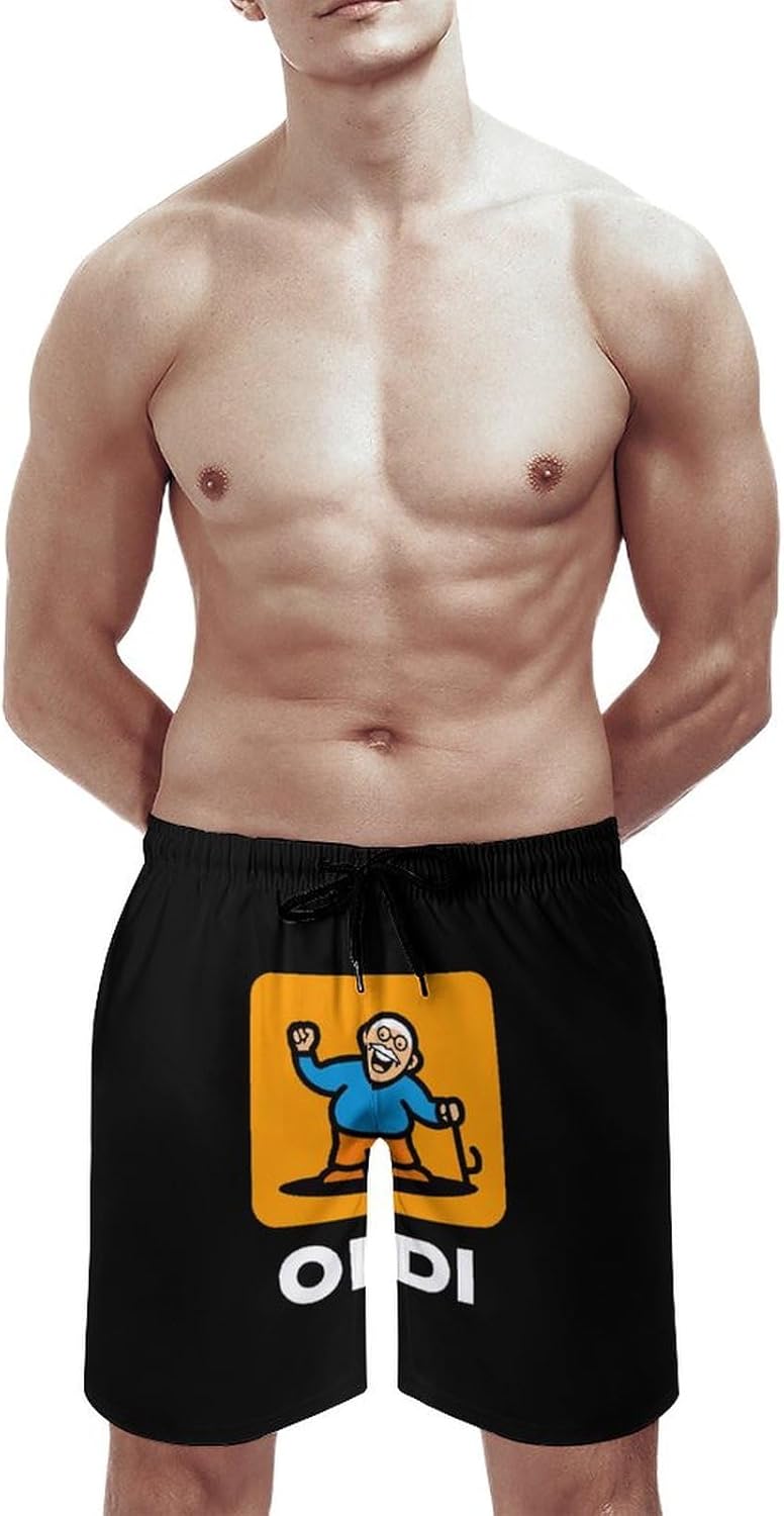 OLDI Casual Men's Swim Trunks Novelty Summer Beach Shorts Swimwear with Pocket