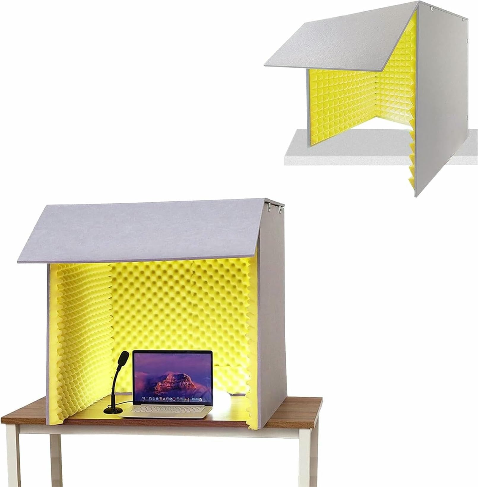 Housse insonorisée de bureau et bouclier absorbant la voix pour microphone et podcast