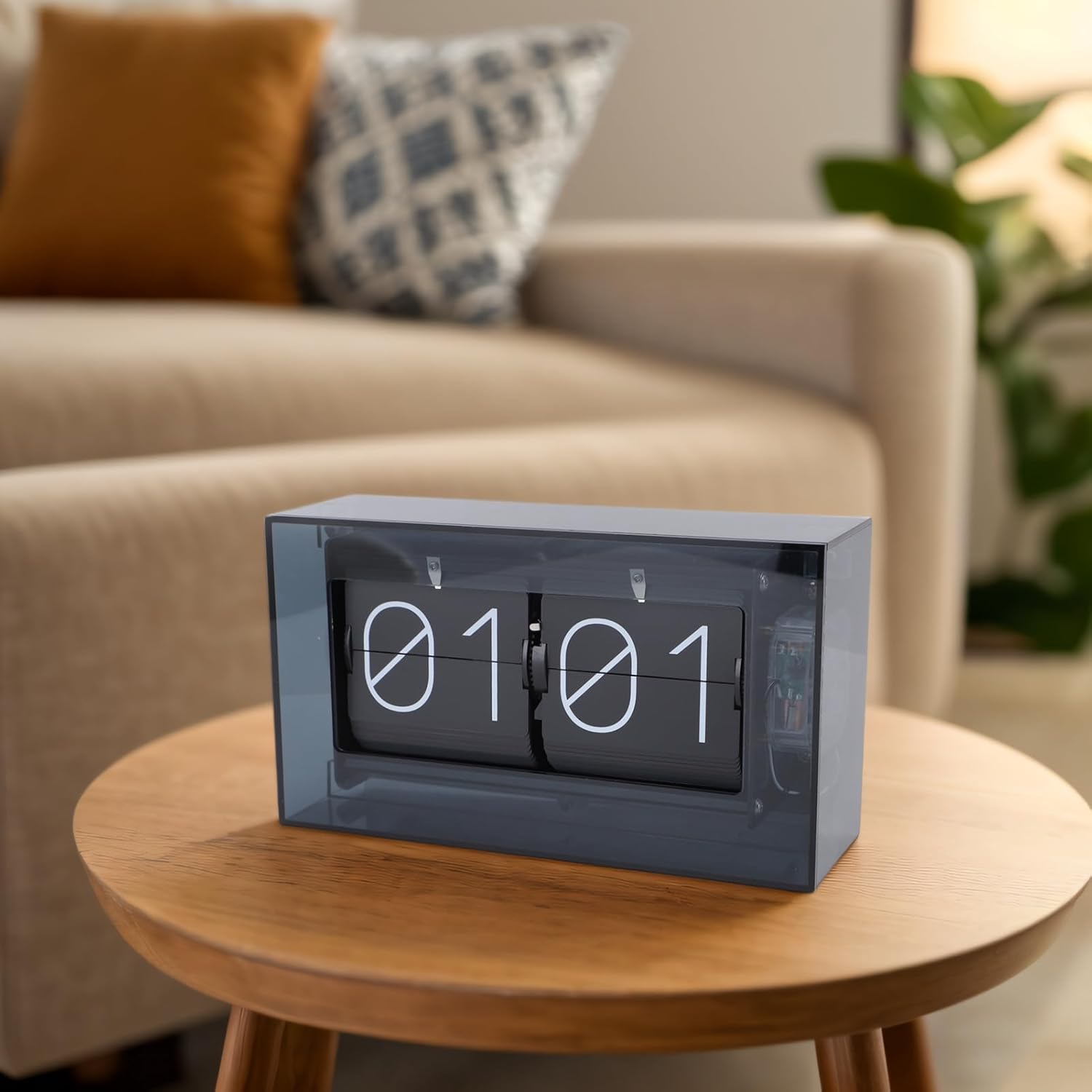 ASHATA Retro Digital Flip Down Clock, Battery Powered Mechanical Vintage Clock for Family Office Desk Decoration, 24 Hour, Desktop or Wall Mount Placement (Black)
