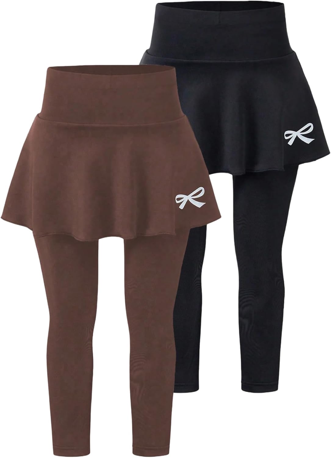SOLY HUX Toddler Girl's 2 Piece Leggings with Skirts Bow Print Elastic High Waisted Athletic Workout Skinny Pants