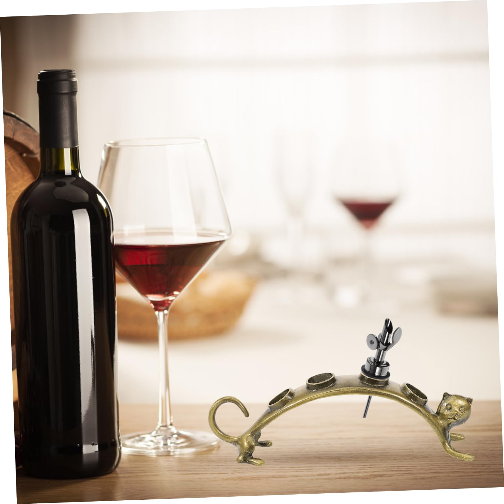 3stücke Countertop Wein Ausgießer Mit Katzen-Design Praktischer Flaschenverschluss-ständer Für Zuhause Bars Und Restaurants Stilvolle Wein Zubehör-Dekoration Retro