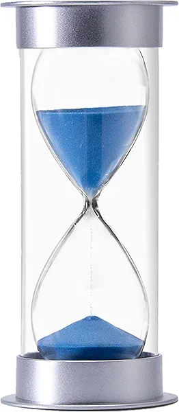 JIEHET Sand Timer, Dual Protection Child Safety Hourglass, Time Management Assistant, Creative Gift, Living Room Office Decoration (Silver Cover with Blue Sand, 60 Minutes)