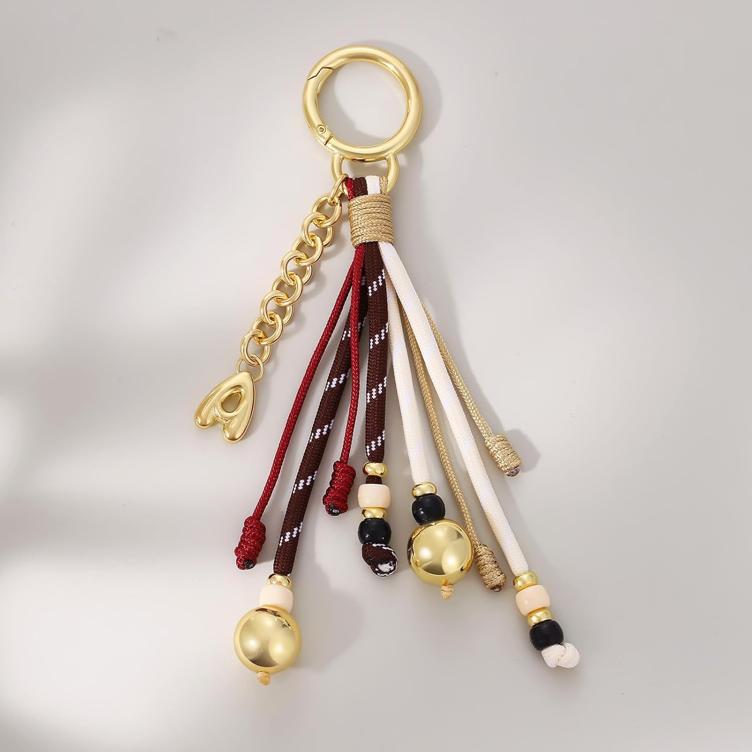 KissYan Initial Bag Charm for Women, Colorful Rope Purse Keychain With Bubble Puffy Letter, Dainty Handbag Charm for Backpack - Image 6