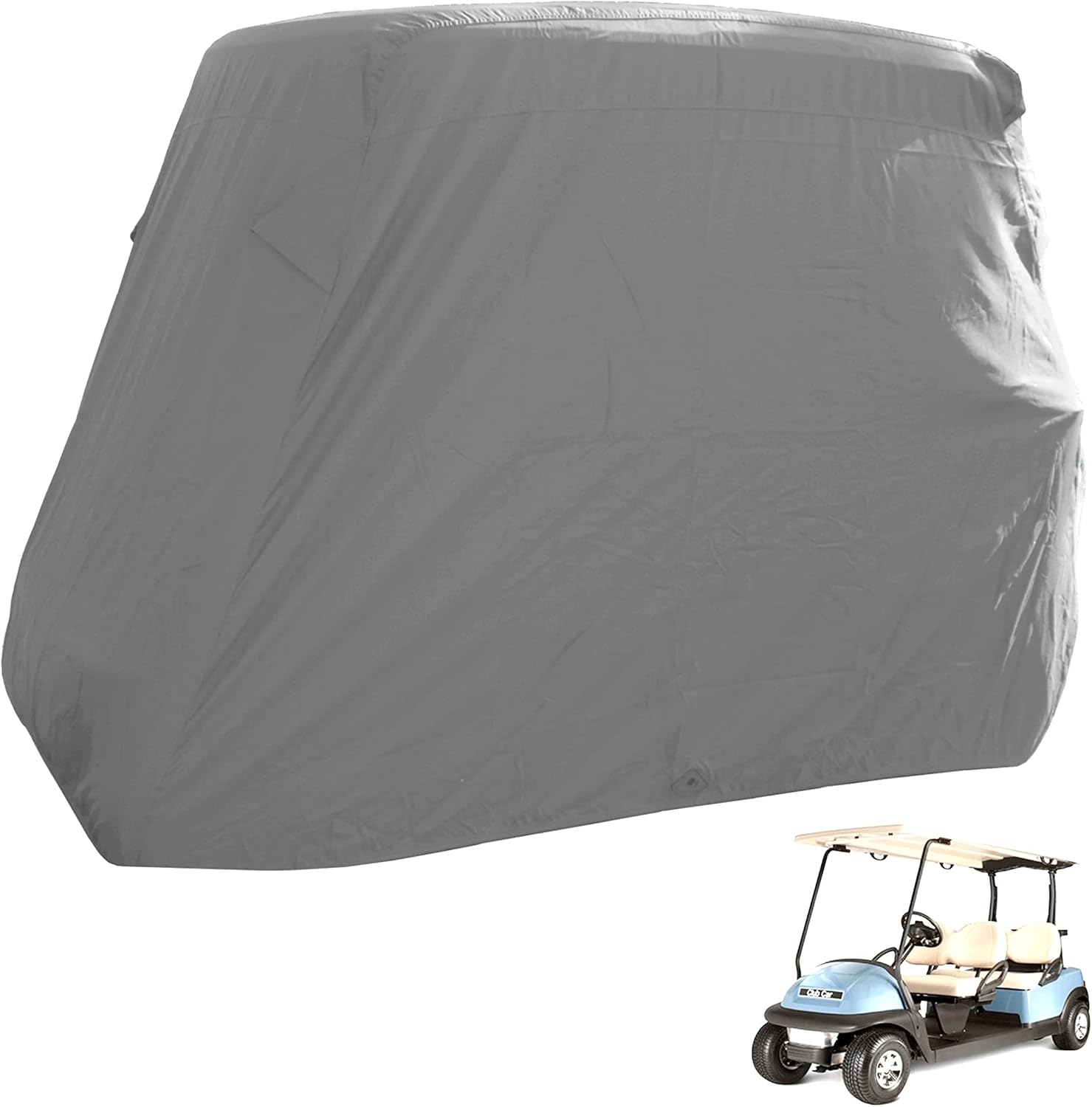 Formosa Covers Deluxe Golf Cart Cover 4 Passenger Extended Roof Premium Golf Cart Accessories All Weather fits 80" Roof 112" L Body EZGO, Club Car, Evolution, Yamaha G, GEM e2 - Grey