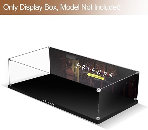 Miniatura 3 de Vitrina acrílica para Lego Friends Apartments 10292, caja de exhibición a prueba de polvo, placa acrílica transparente con base y fondo pintado HD