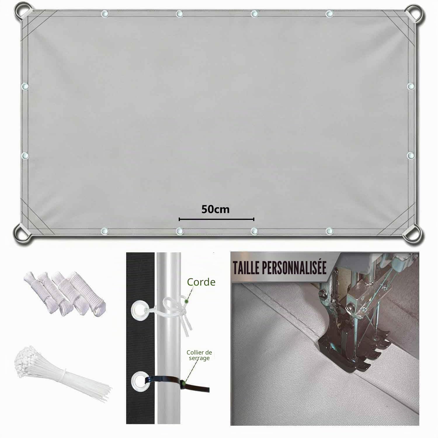 Toile Ombrage Imperméable Rectangulaire 1.5x2m Bords Droits Multi Taille Voile-D'ombrage Bâche Ombrage UV Protection Solaire pour Extérieur Jardin Terrasse Balcon avec Oeillet Cordon Crème