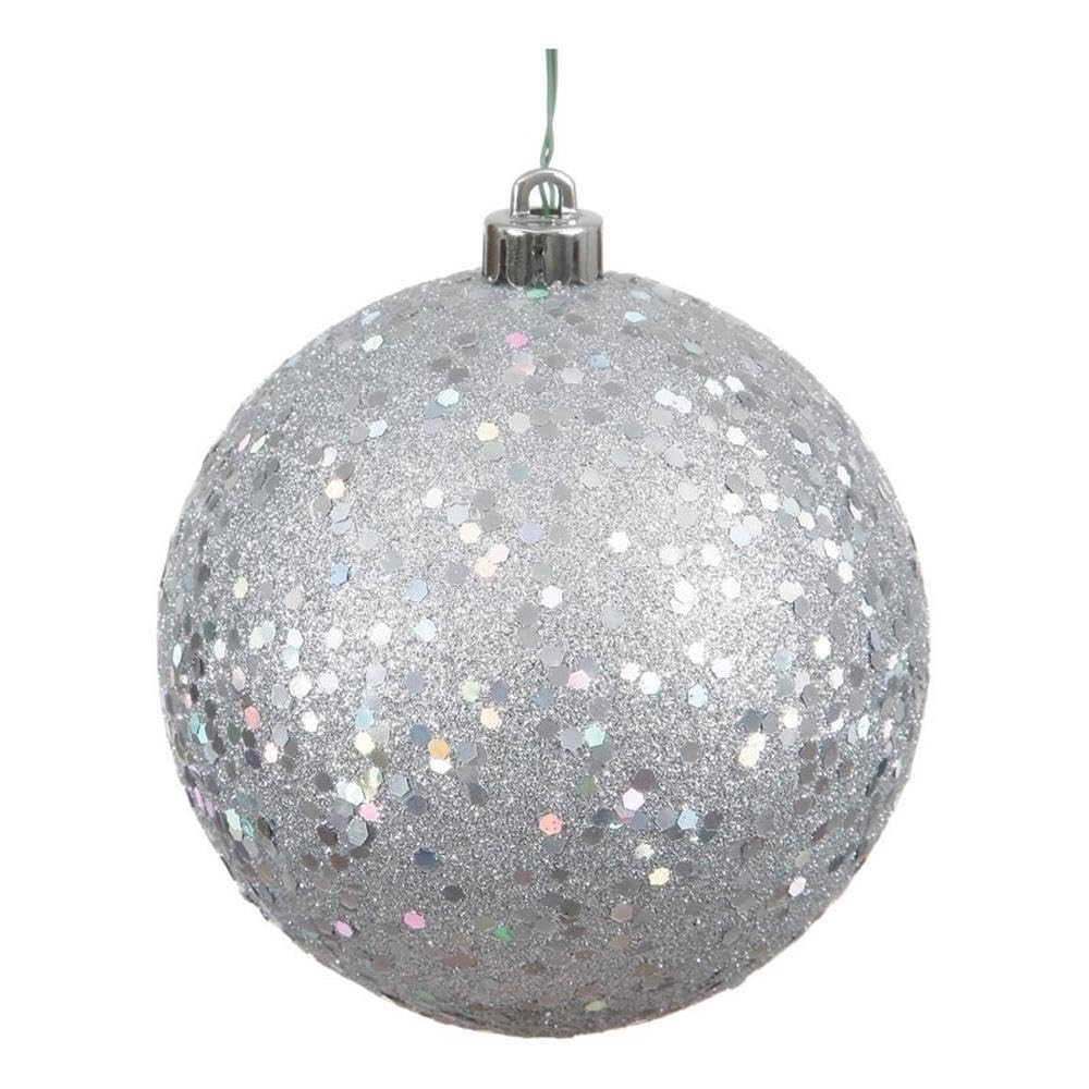 Vickerman Candy Acabado sin Bola Decorativa de Navidad inastillable, Plateado, 10,16 cm