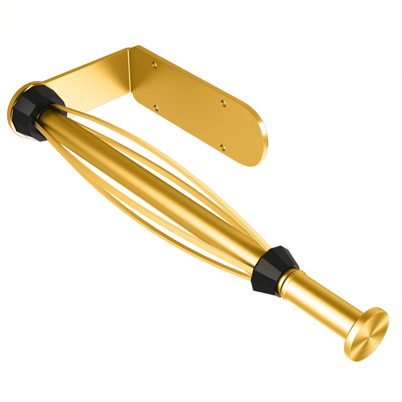 Fixwal Paper Towel Holder Under Cabinet, Single Hand Operable Wall Mount Paper Towel Holder with Damping Effect, Bend-Resistant, Self-Adhesive or Drill Mounting for Kitchen Bathroom, Gold