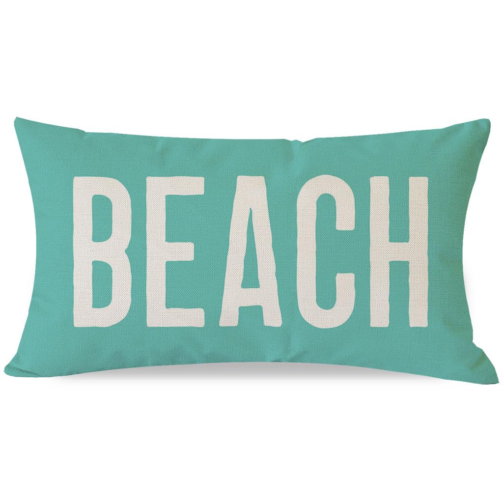 PANDICORN Summer Beach Throw Pillow Covers 12x20 Inch Turquoise Coastal Outdoor Decorations Lumbar Decorative Throw Pillows Cases Cushion Covers for