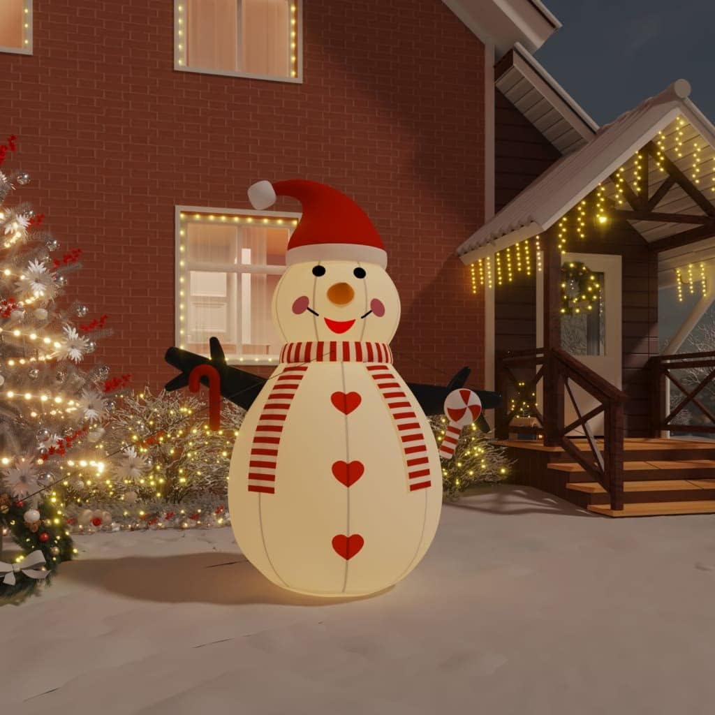 vidaXL vidaXL Inflatable Snowman, Xmas Decoration with LEDs, Christmas Lighting for Indoor and Outdoor, Holiday Party Ornament, Modern Style