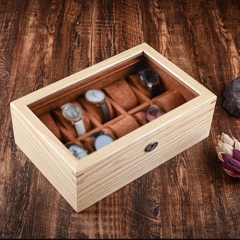 Caja de Madera Maciza para Guardar Relojes, Joyas, Pulseras y Colecciones