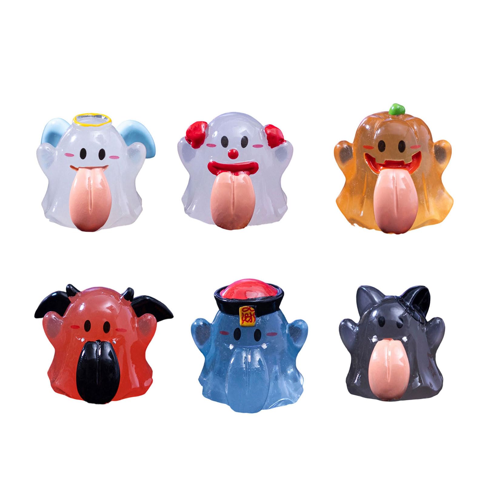 YROHGKPN Miniature Ghosty Garden Sculptures LED Halloween Decor Tongue Resin Figurines Ghosty Statues Garden Decors