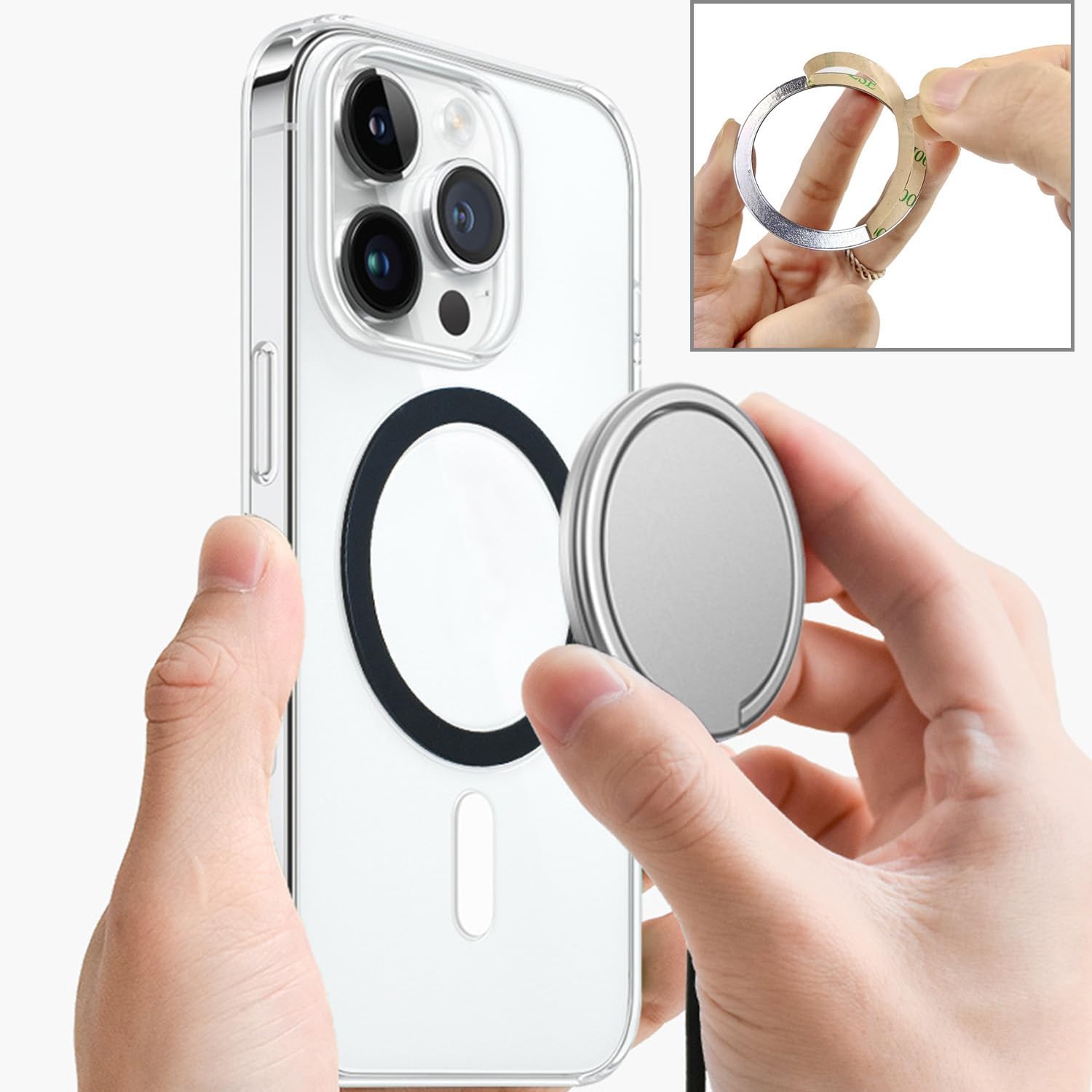 TENOC Universal Metal Ring Sticker for Magnetic Charger Compatible with iPhone/Samsung/Android All Cellphones, Magnetic Mount/Phone Holder Conversion Accessories, 3Pcs, Black 3 x Black