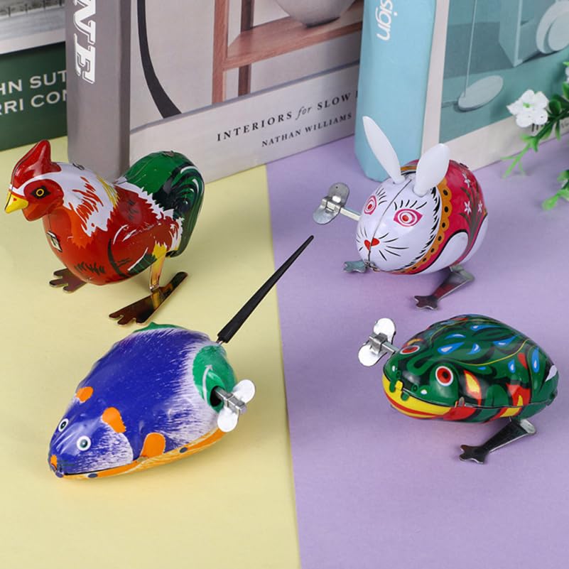 Toyvian 4 Jouets Animaux à Remonter – Lot De 4, Sans Piles, Vintage Pour Enfants