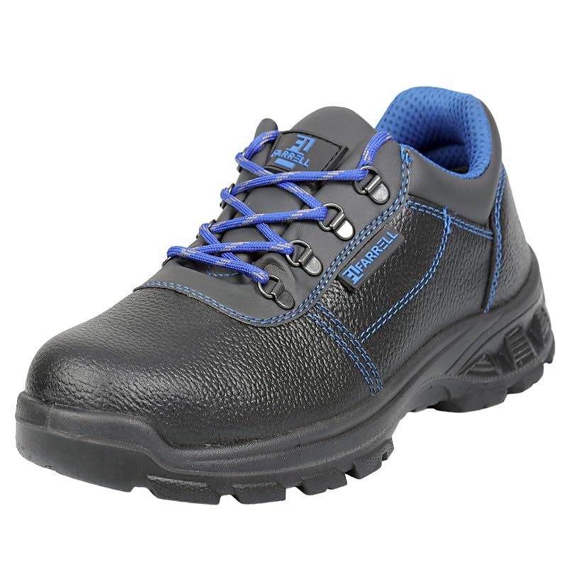 premium safety shoes for men, industrial work shoes, steel toe cap 200j, isi mark, antistatic pu sole, german machine made, soft premium insole, all-day comfort, black