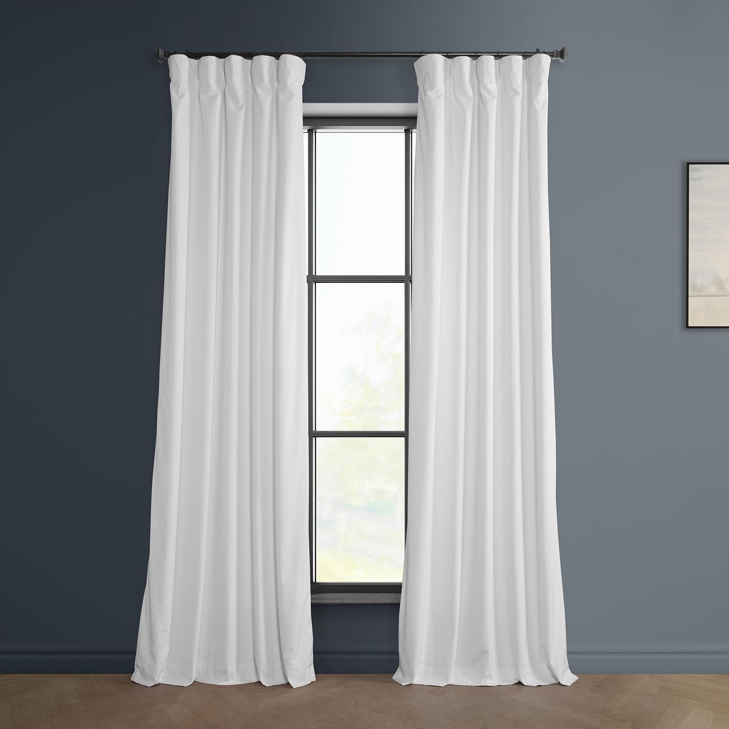 HPD Half Price Drapes Heritage Plush Velvet Curtains 108 Inches Long Room Darkening Curtains for Bedroom &amp; Living Room 50W x 108L, (1 Panel), White