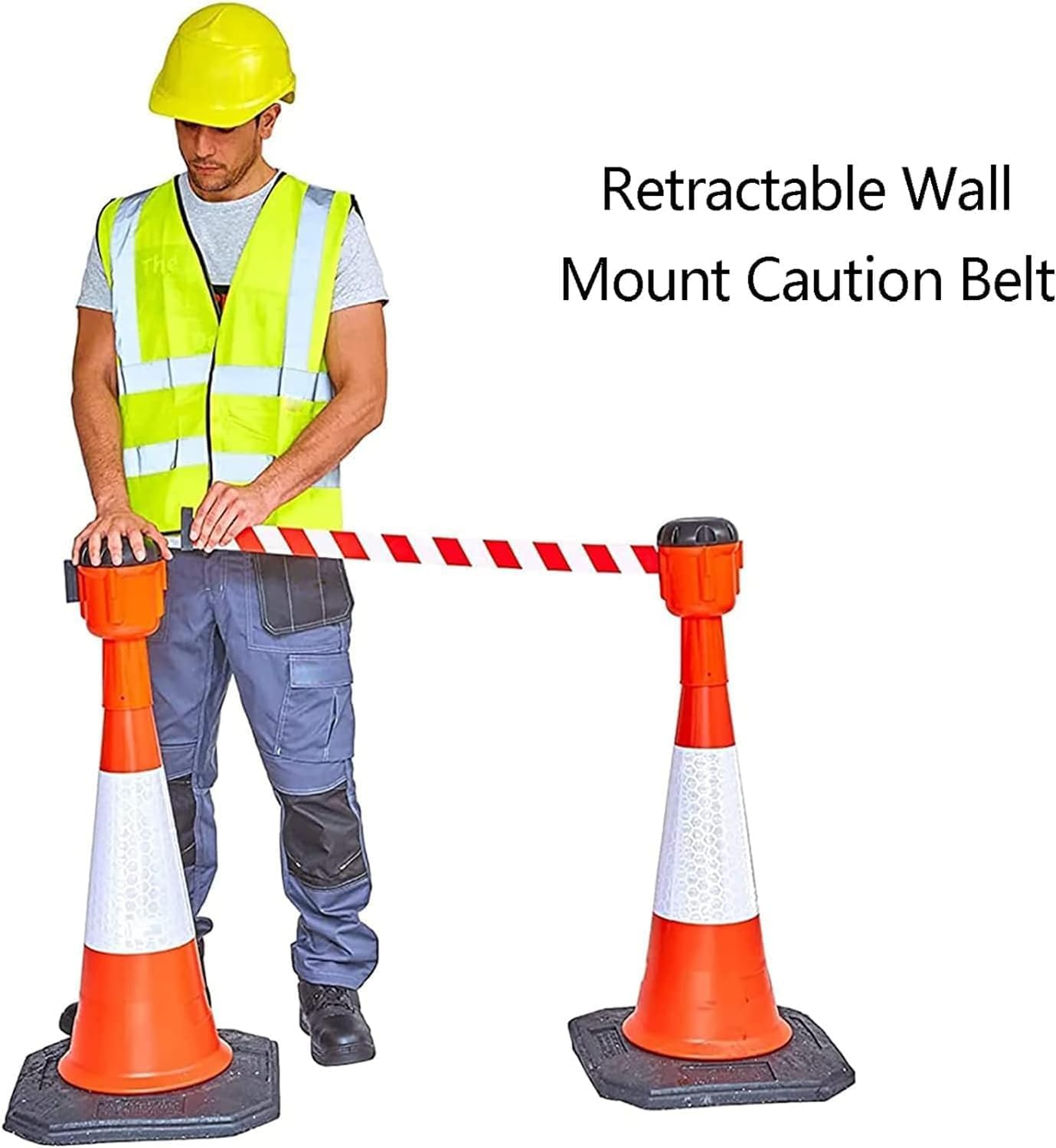 Cono stradale retrattile da 10 m con nastro di segnalazione pericolo | Cintura barriera di emergenza for il controllo della folla(Red)