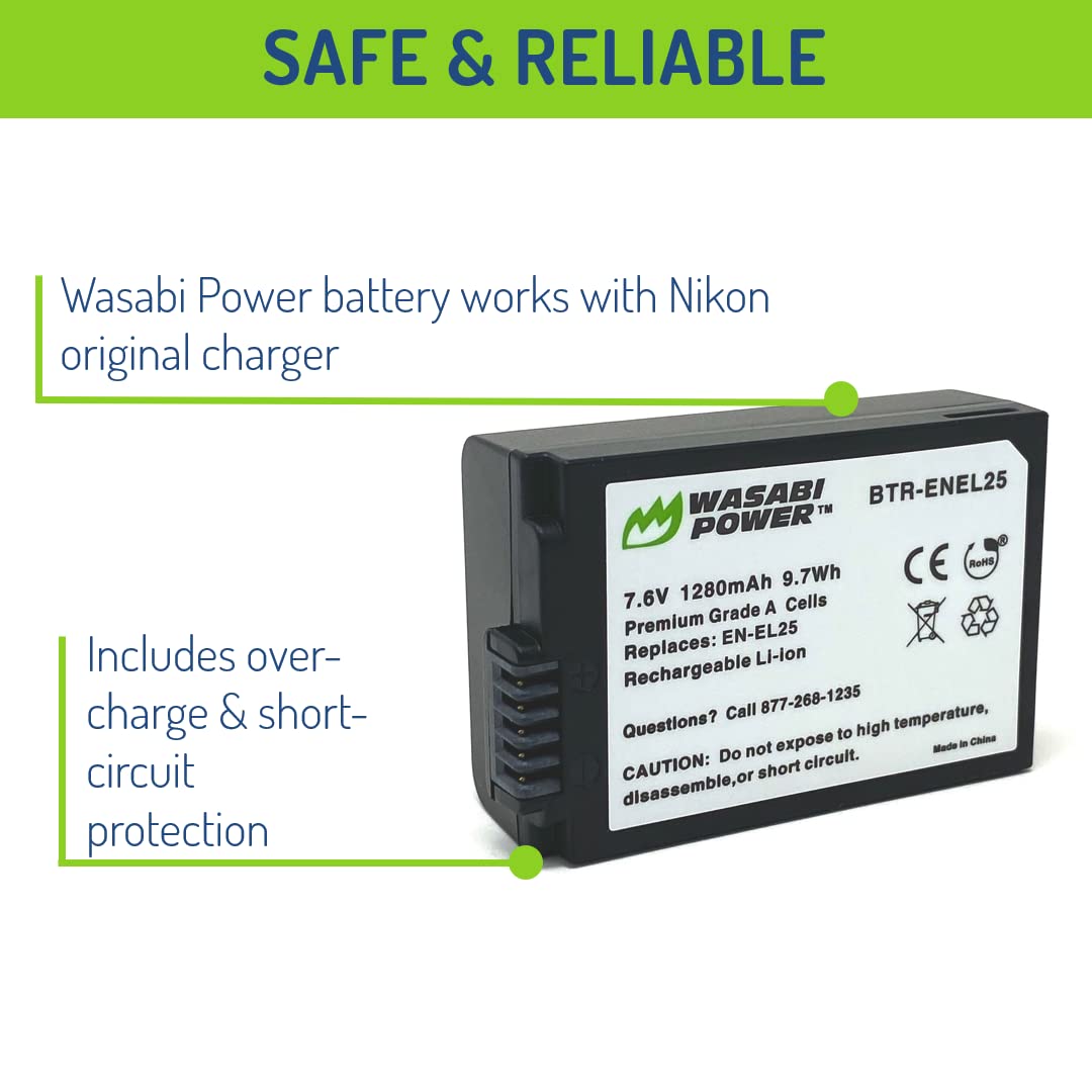 Amazon.com : Wasabi Power Battery (2-Pack) for Nikon EN-EL25, EN